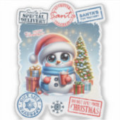 スノーマン&ギフト クリスマスステッカー シール (正面)