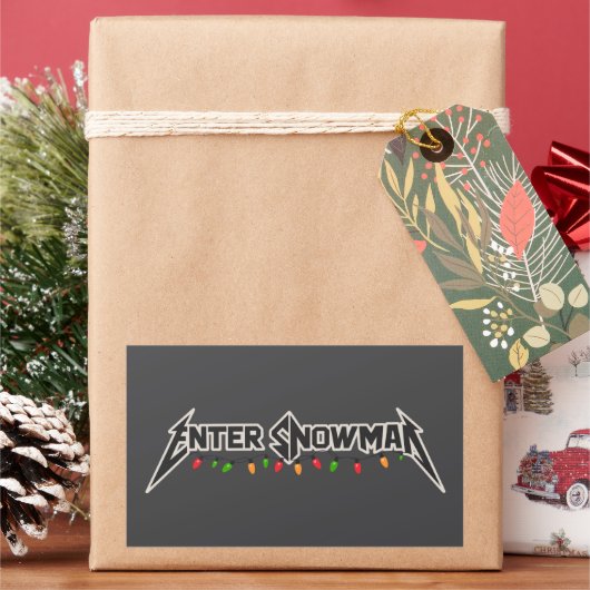 スノーマン・クリスマス・ロッカー・ウィンター・ロック・メタル 長方形シール (クリスマス)