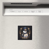 スノーマン ゴールド フラワー ホリデー マグネット (インサイチュ (食洗機))