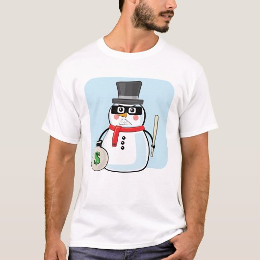スノーマン バンディット - 面白いイラスト Tシャツ (正面)