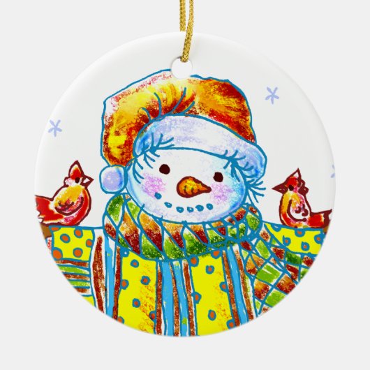 スノーマン バードマン セラミックオーナメント (正面)