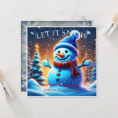 スノーマン：パーソナライズされたレトロクリスマスカード カード (正面/裏面インサイチュ)