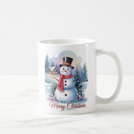 スノーマン メリークリスマス ウォーターカラー コーヒーマグカップ