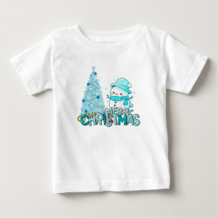 スノーマン メリークリスマス クリスマスツリー スノー Tシャツ