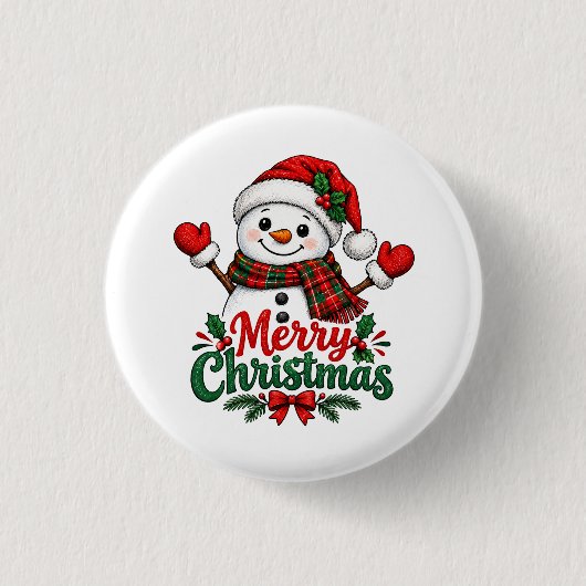 スノーマン メリークリスマス 缶バッジ (正面)