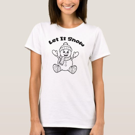 スノーマン・レット・イット・スノー・クリスマス Tシャツ (正面)