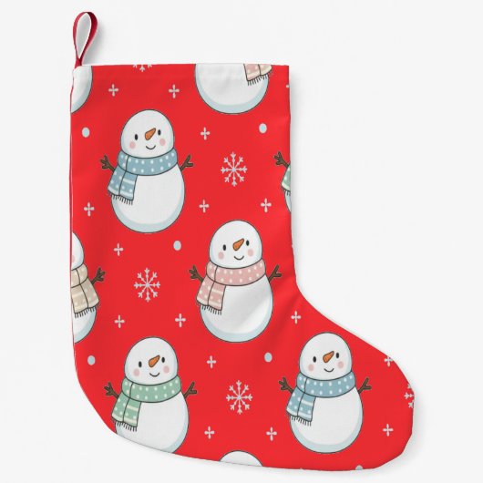 スノーマン 冬の魔法 あたたか可愛い スモールクリスマスストッキング (正面)