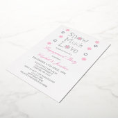 スノーマージャーラブスノーフレークウィンター婚約パーティ 箔招待状 (回転した状態)