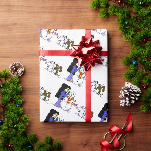 スノーミッジクリスマスハヌカー誕生日ギフト紙 ラッピングペーパー (クリスマスギフト)