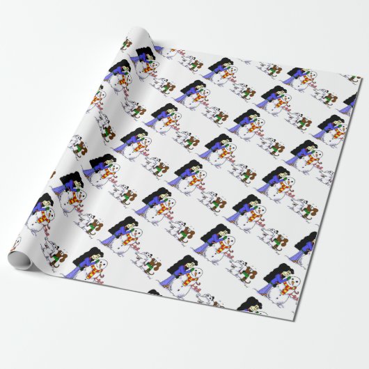スノーミッジクリスマスハヌカー誕生日ギフト紙 ラッピングペーパー (アンロールド)