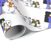 スノーミッジクリスマスハヌカー誕生日ギフト紙 ラッピングペーパー (ロールコーナー)