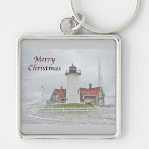 スノーメリークリスマスの灯台 キーホルダー