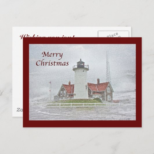 スノーメリークリスマスの灯台 シーズンポストカード (正面/裏面)