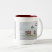 スノーメリークリスマスの灯台 ツートーンマグカップ (正面右)