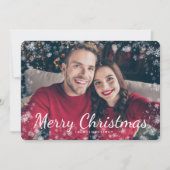スノーメリークリスマスフォトゴールドホリデーカード (正面)