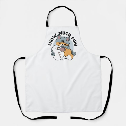 スノーモアおもしろいキャットウィンターホリデーデザイン エプロン (正面)
