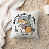 スノーモアおもしろいキャットウィンターホリデーデザイン クッション (ブランケット)