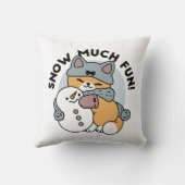 スノーモアおもしろいキャットウィンターホリデーデザイン クッション (裏面)
