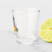 スノーモアおもしろいキャットウィンターホリデーデザイン ショットグラス (右)