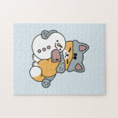 スノーモアおもしろいキャットウィンターホリデーデザイン ジグソーパズル (横)