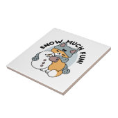 スノーモアおもしろいキャットウィンターホリデーデザイン タイル (側面)