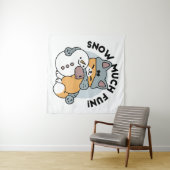 スノーモアおもしろいキャットウィンターホリデーデザイン タペストリー (インサイチュ(横))