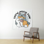 スノーモアおもしろいキャットウィンターホリデーデザイン タペストリー (インサイチュ)