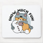 スノーモアおもしろいキャットウィンターホリデーデザイン マウスパッド (正面)