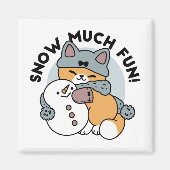 スノーモアおもしろいキャットウィンターホリデーデザイン マグネット (正面)