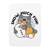 スノーモアおもしろいキャットウィンターホリデーデザイン マグネット (縦)
