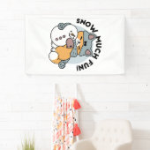 スノーモアおもしろいキャットウィンターホリデーデザイン 横断幕 (インサイチュ)