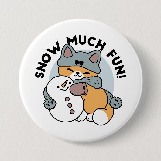 スノーモアおもしろいキャットウィンターホリデーデザイン 缶バッジ (正面)