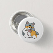 スノーモアおもしろいキャットウィンターホリデーデザイン 缶バッジ (正面&裏面)