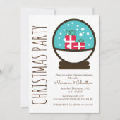 スノーモダングローブクリスマスホリデーパーティー 招待状 (正面)