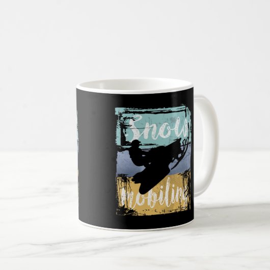 スノーモバイルレトロスタイルスノーモービル コーヒーマグカップ (正面右)