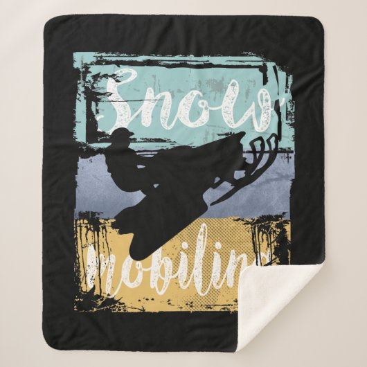 スノーモバイルレトロスタイルスノーモービル シェルパブランケット (正面)