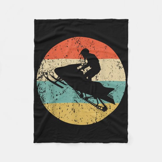 スノーモバイルレトロスタイルスノーモービル フリースブランケット (正面)