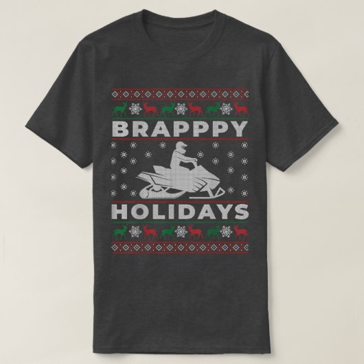スノーモブのためのスノーモービル醜いクリスマスセーターの贈り物 Tシャツ (デザイン正面)