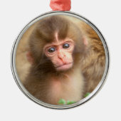 スノーモンキーベビーポートレート メタルオーナメント (正面)