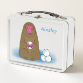 スノーモンキー雪合戦の弁当箱 メタルランチボックス (正面)