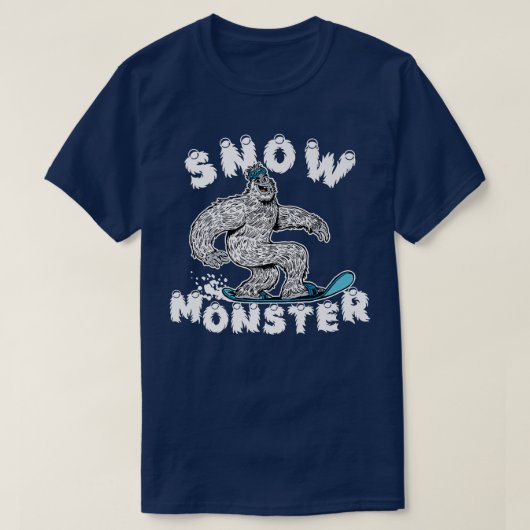 スノーモンスターウィンタースキースノーボードイェティ Tシャツ (デザイン正面)