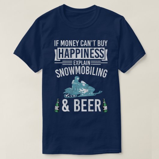 スノーモービルおもしろいビール切り倒し恋人スノーモービル Tシャツ (デザイン正面)