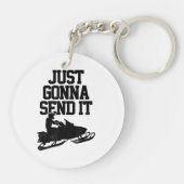 スノーモービルがMotor Sled Gifおもしろいを送信する キーホルダー (裏面)