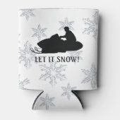 スノーモービルで雪が降パーソナライズされたる 缶クーラー (正面)