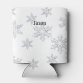 スノーモービルで雪が降パーソナライズされたる 缶クーラー (裏面)