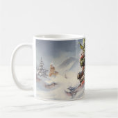 スノーモービルに乗#5るクリスマスグリーンゴブリン コーヒーマグカップ (左)