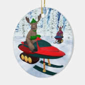スノーモービルのお洒落なトナカイ セラミックオーナメント (左)
