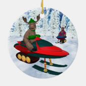 スノーモービルのお洒落なトナカイ セラミックオーナメント (裏面)