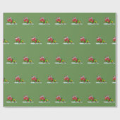 スノーモービルのクリスマスの包装紙に乗るサンタ ラッピングペーパー (フラット)