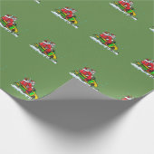 スノーモービルのクリスマスの包装紙に乗るサンタ ラッピングペーパー (角)